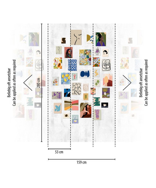 Tapete 'Artful Collage' 159x280cm