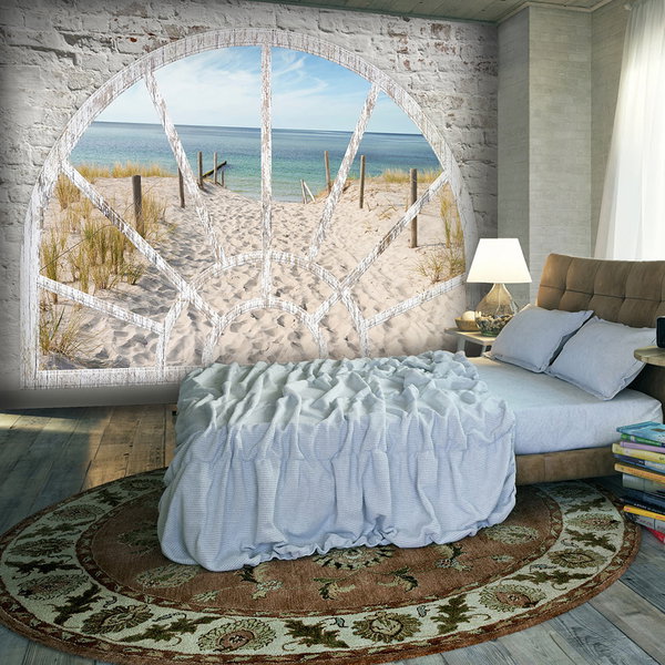Behang 'Window View - Beach'