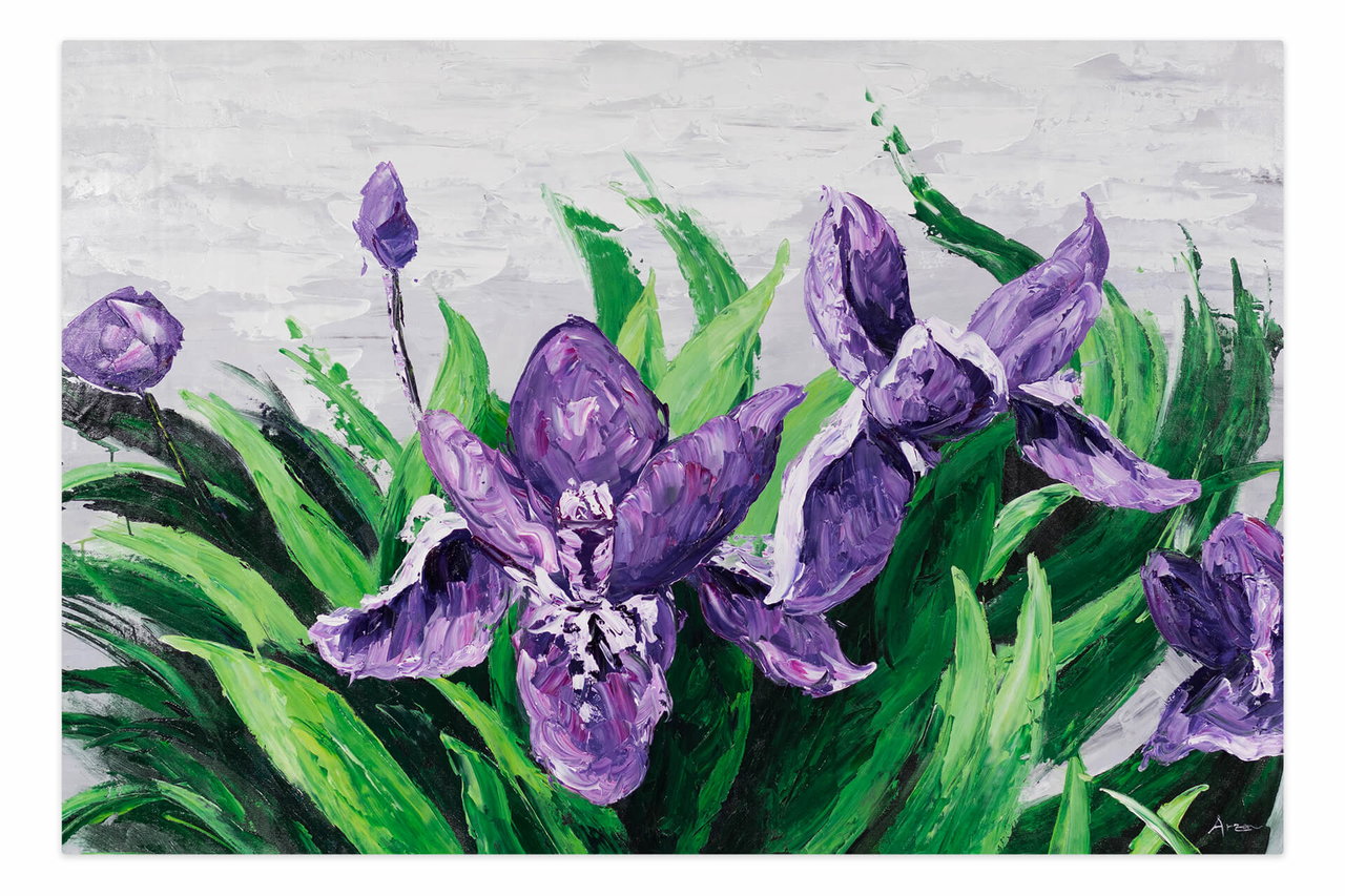 XXL Olieverf schilderijen 'Purple Spring Dreams' | Handgeschilderd unicum komt in de ruimte goed tot zijn recht.
