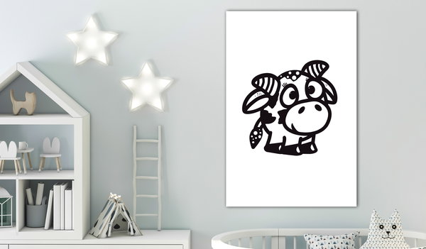 Kunstdruck auf Leinwand 'Happy Cow Vertical'