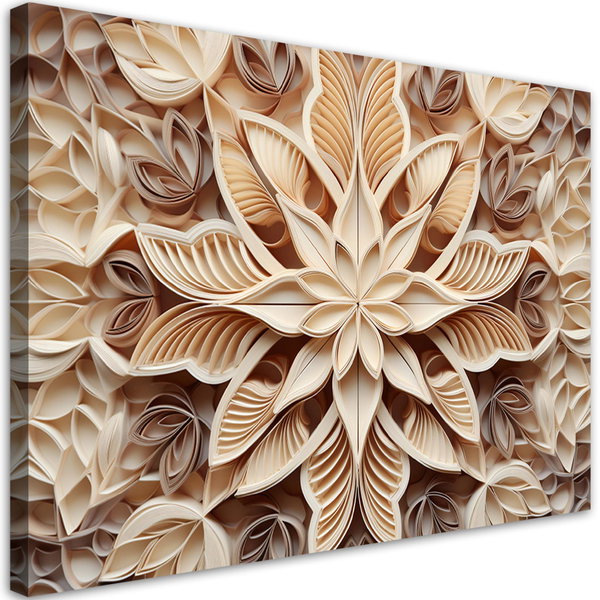 Kunstdruck auf Leinwand 'Beige Intricate Floral Pattern'
