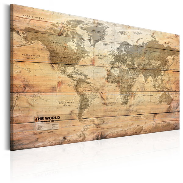 Stampa artistica su tela 'World Map: Boards'