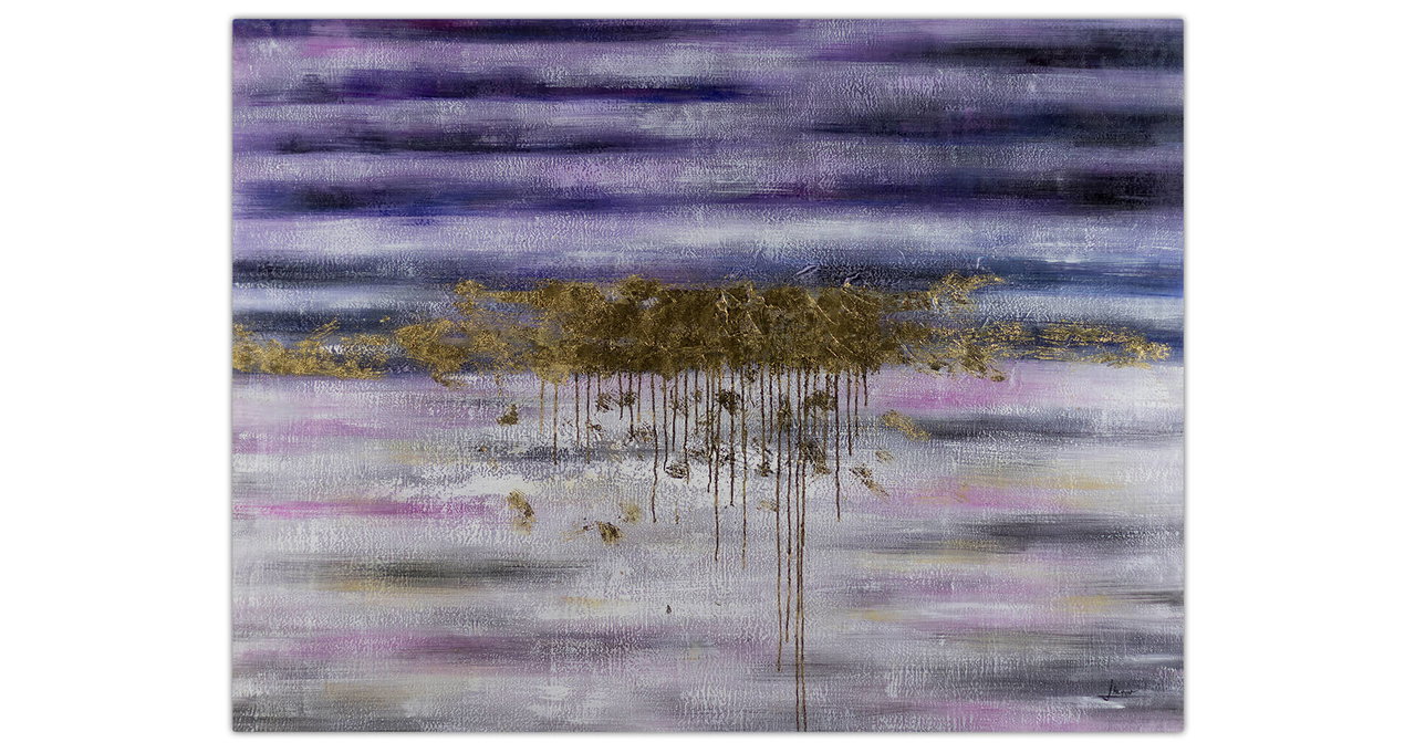 XXL Olieverf schilderijen 'Purple Sundown' | Handgeschilderd unicum in de ruimte.