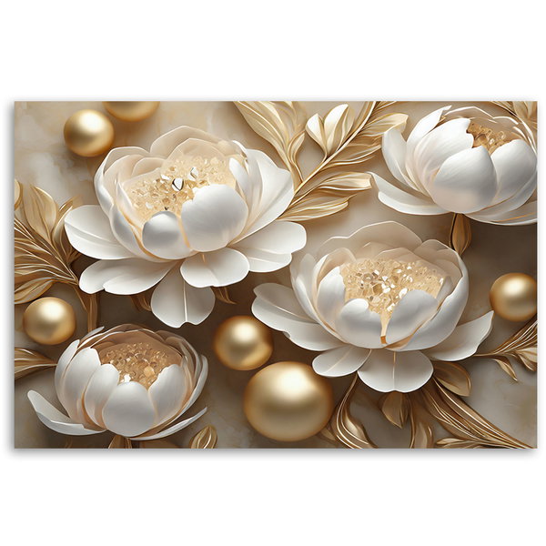 Kunstdruck auf Leinwand 'Golden Petal Symphony 1'