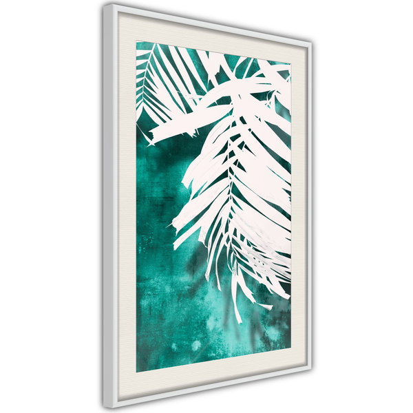 Poster 'White Palm on Teal Background'