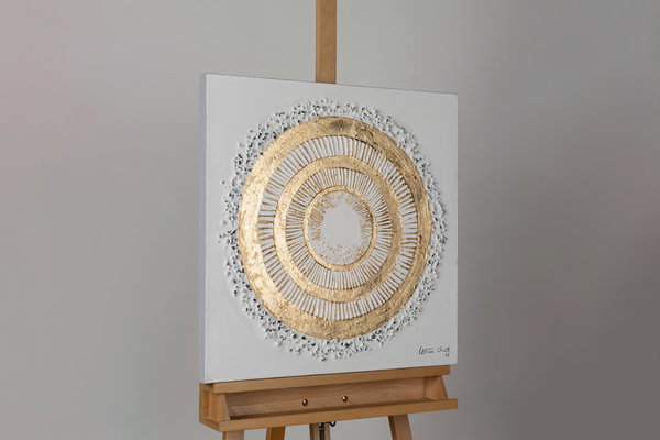 Handgemaltes Gemälde 'White golden Halo' 60x60cm | inkl. Echtheitszertifikat