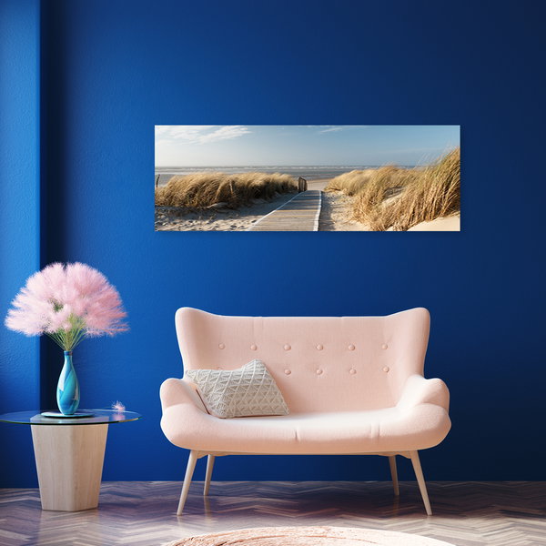 Kunstdruck auf Leinwand 'Beach with Coastal Grasses 3'