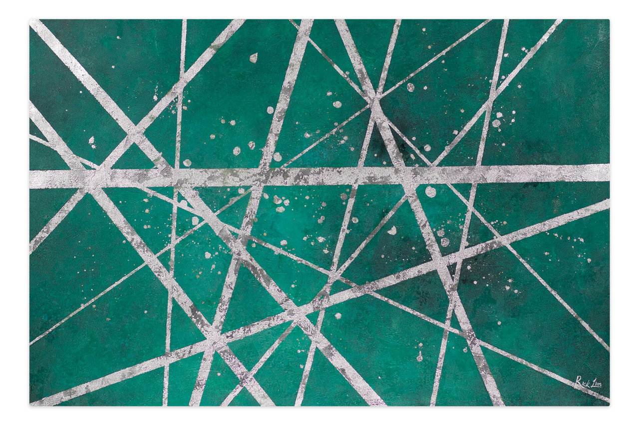 XXL Olieverf schilderijen 'Geometry of Nature' | Handgeschilderd unicum komt in de ruimte goed tot zijn recht.