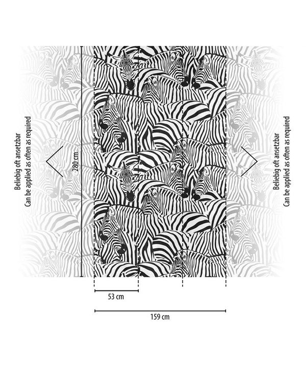 Tapete 'Zebra Parade' 159x280cm