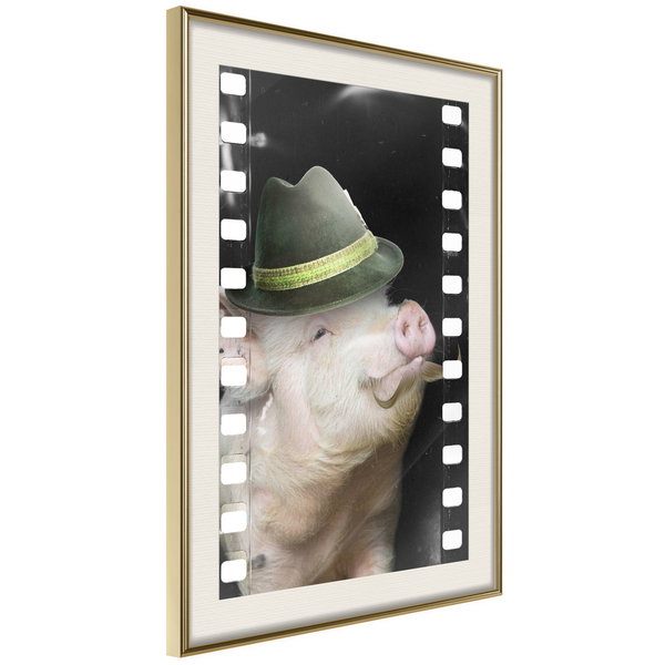 Poster 'Pig with Mustache'
