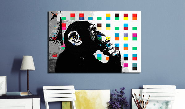 Kunstdruck auf Leinwand 'Banksy The Thinker Monkey'