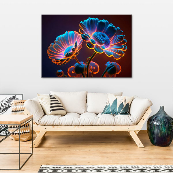 Kunstdruck auf Leinwand 'Neon Blooms 1'