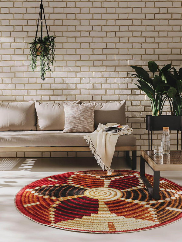 Design In- &amp; Outdoor Runder Teppich Kenya Bunt