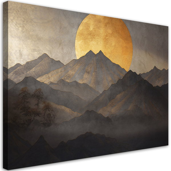 Kunstdruck auf Leinwand 'Golden Sun over Misty Mountains'