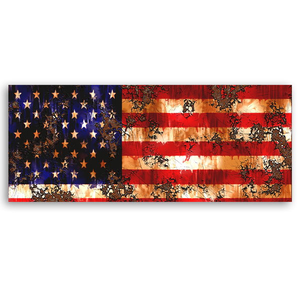 Kunstdruck auf Leinwand 'Rusty American Flag'