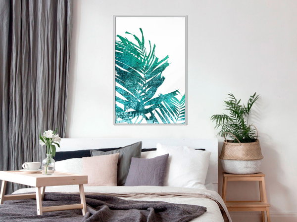Poster 'Teal Palm on White Background'