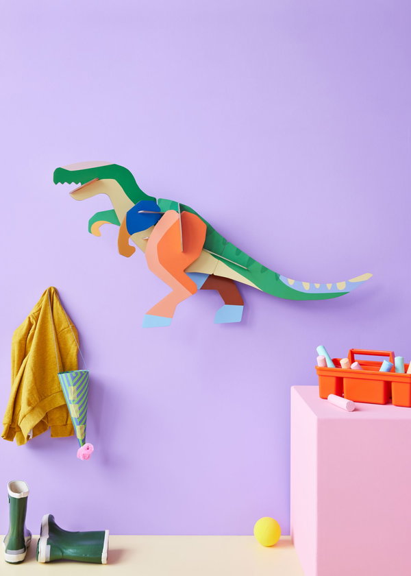 Wanddeko Papier 'Leuchtender T-Rex-Bastelspaß'