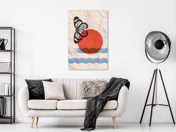 Kunstdruck auf Leinwand 'Butterfly and Sunrise Vertical'
