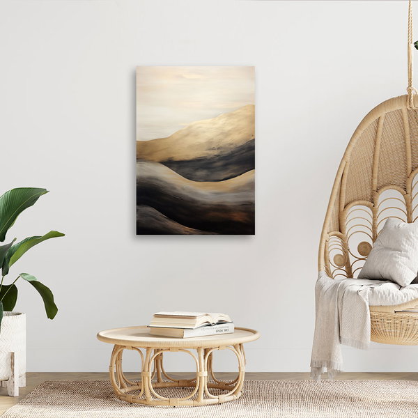 Kunstdruck auf Leinwand 'Golden Waves on Monochrome 4'