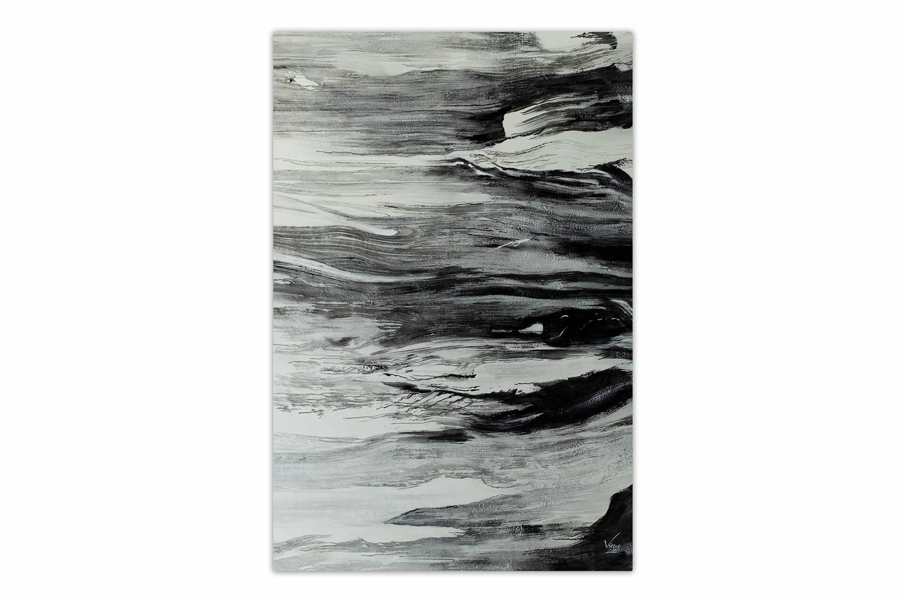Olieverf schilderijen 'Storm at the Coast' | Handgeschilderd unicum 120x180cm komt in de ruimte goed tot zijn recht.