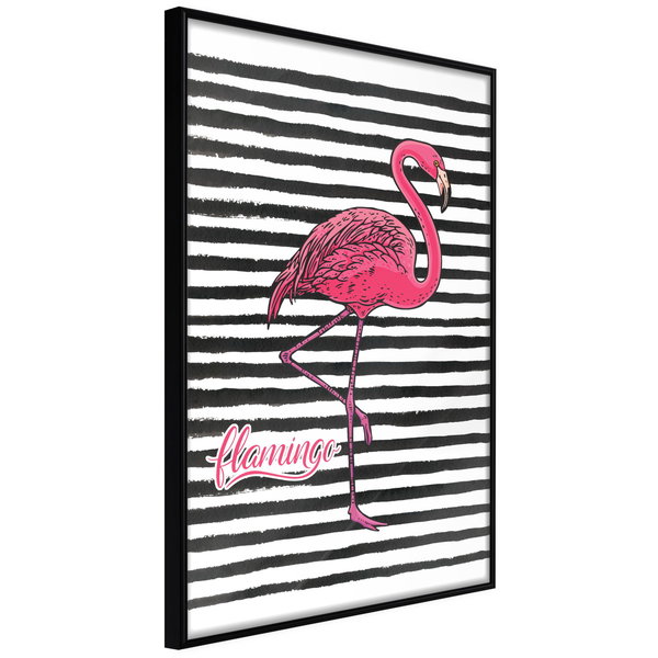 Plagát 'Black Stripes and Flamingo'