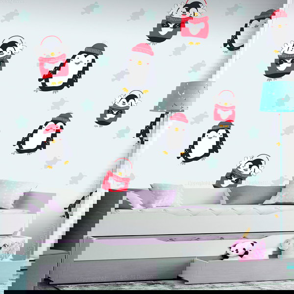 Zelfklevend behang 'Brawling Penguins'