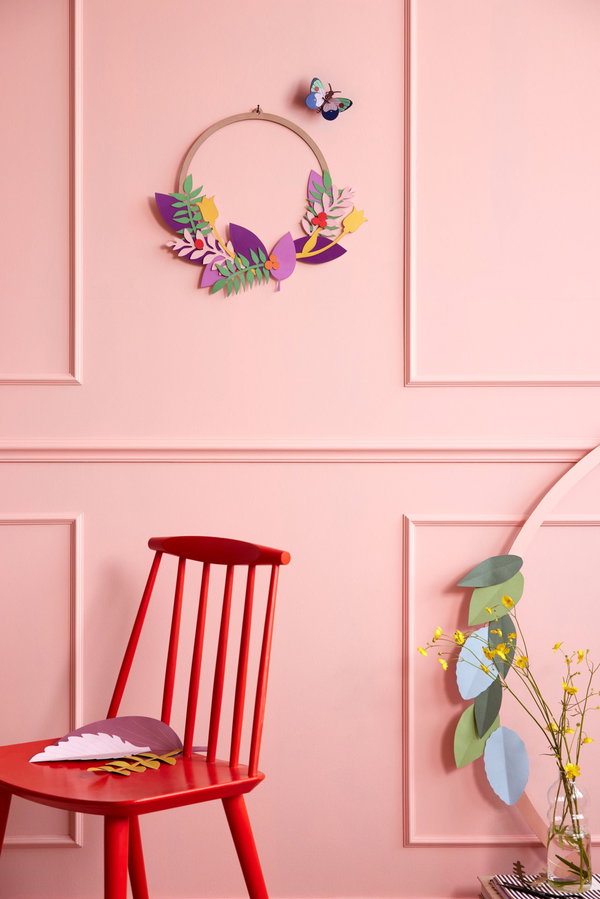Wanddeko Papier 'Blumiger Schmetterling'