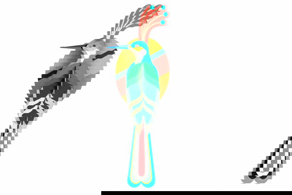 Scultura da parete in cartone 'Crown Feathered Bird'