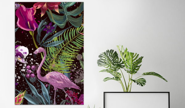 Kunstdruck auf Leinwand 'Flamingo Land Vertical'