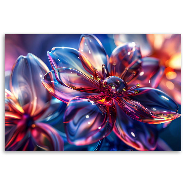 Kunstdruck auf Leinwand 'Neon Prism Blossoms 4'
