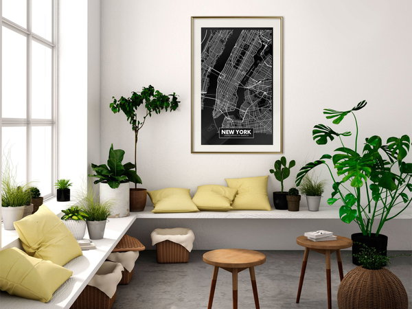 Poster 'City Map: New York (Dark)'