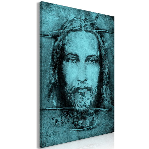 Kunstdruk op canvas 'Shroud of Turin in Turqoise Vertical'
