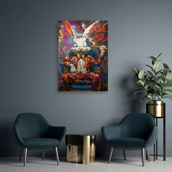 Kunstdruck auf Leinwand 'Urban Hare Majesty 1'