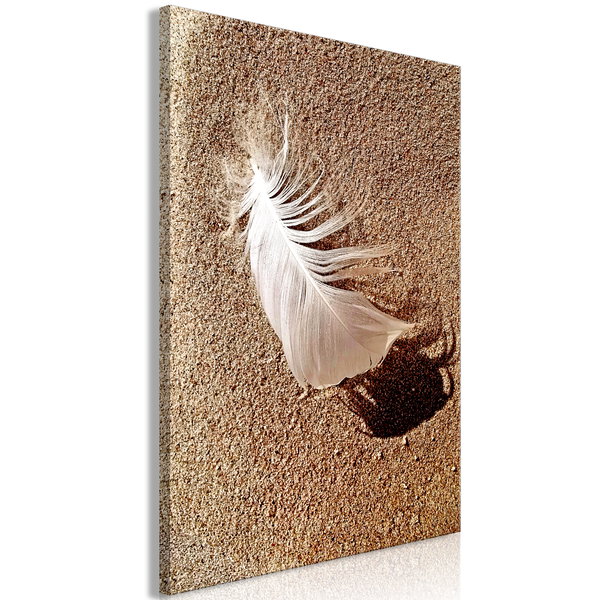 Impression sur toile 'Feather on the Sand Vertical'