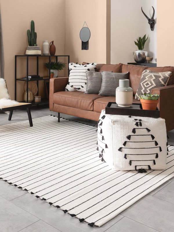 Design Baumwollteppich Bo Beige