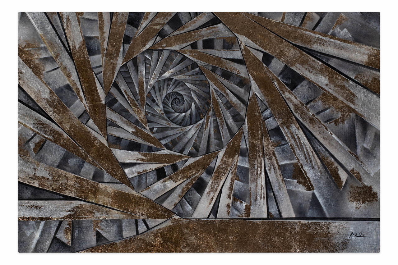 Olieverf schilderijen 'Labyrinth of Infinity' | Handgeschilderd unicum 180x120cm komt in de ruimte goed tot zijn recht.