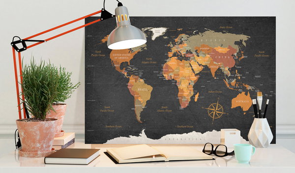 Kunstdruck auf Leinwand 'World Map: Secrets of the Earth'