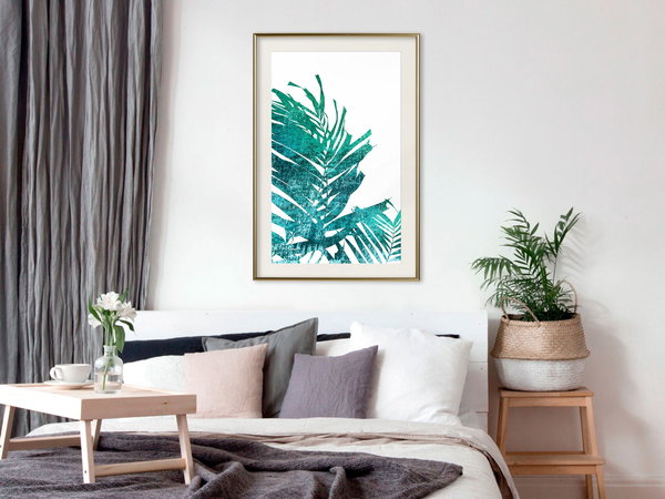 Poster 'Teal Palm on White Background'