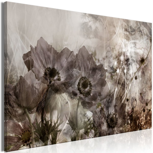 Kunstdruk op canvas 'Anemones in Sepia Wide'