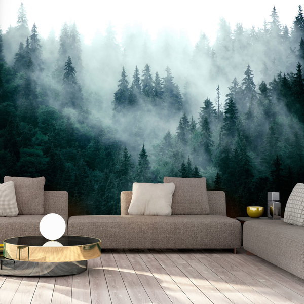 Papel de parede auto-adesivo 'Mountain Forest (Dark Green)'