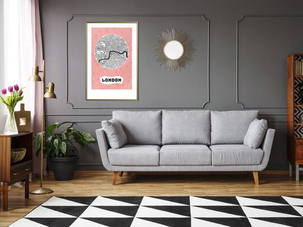 Poster 'City map: London (Pink)'