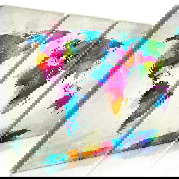 Druk artystyczny na płótnie 'World Map: An Explosion of Colors'