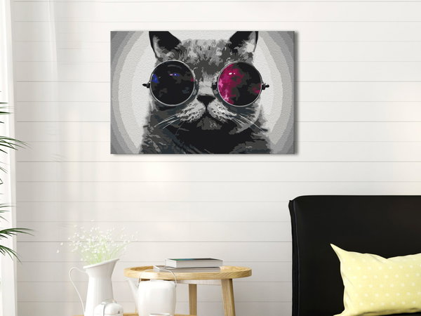 Malen nach Zahlen für Erwachsene 'Cat With Glasses'