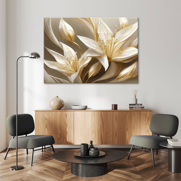 Kunstdruck auf Leinwand 'Golden Petal Symphony 3'