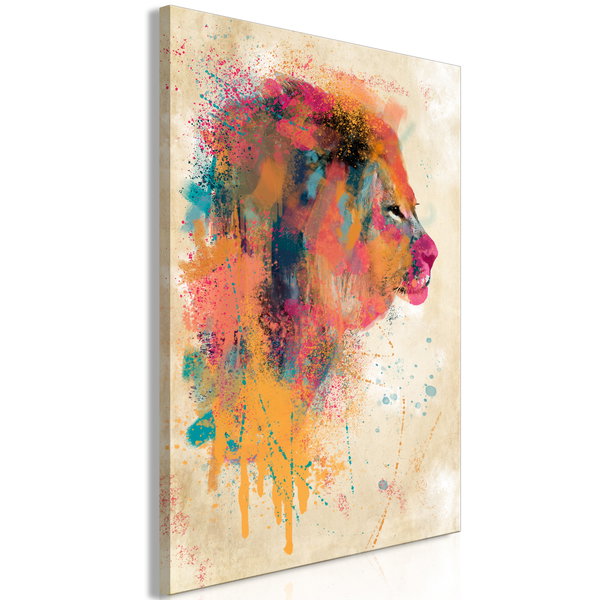 Kunstdruk op canvas 'Watercolor Lion Vertical'