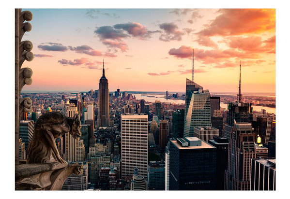 Selbstklebende Tapete 'New York: The skyscrapers and sunset'