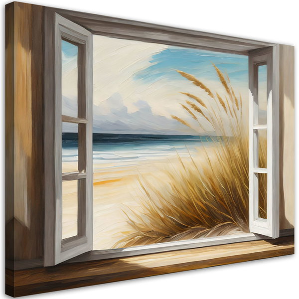 Kunstdruck auf Leinwand 'Window Beach View'