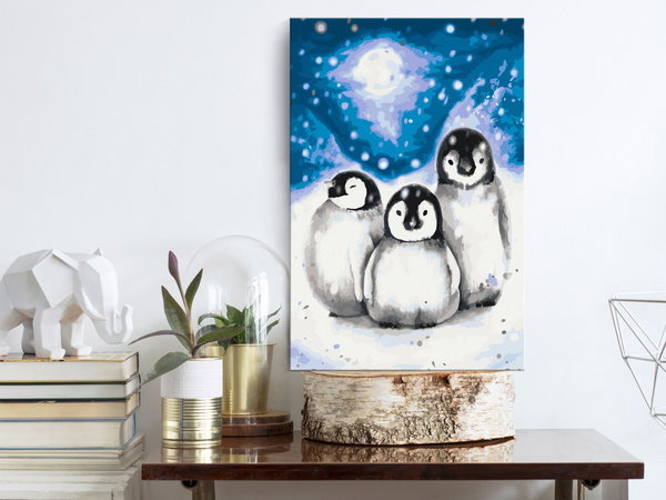Malen nach Zahlen für Erwachsene 'Three Penguins'