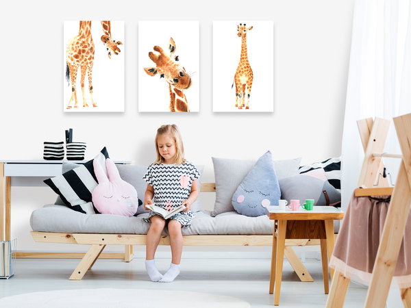 Kunstdruck auf Leinwand 'Funny Giraffes (3-teilig)'