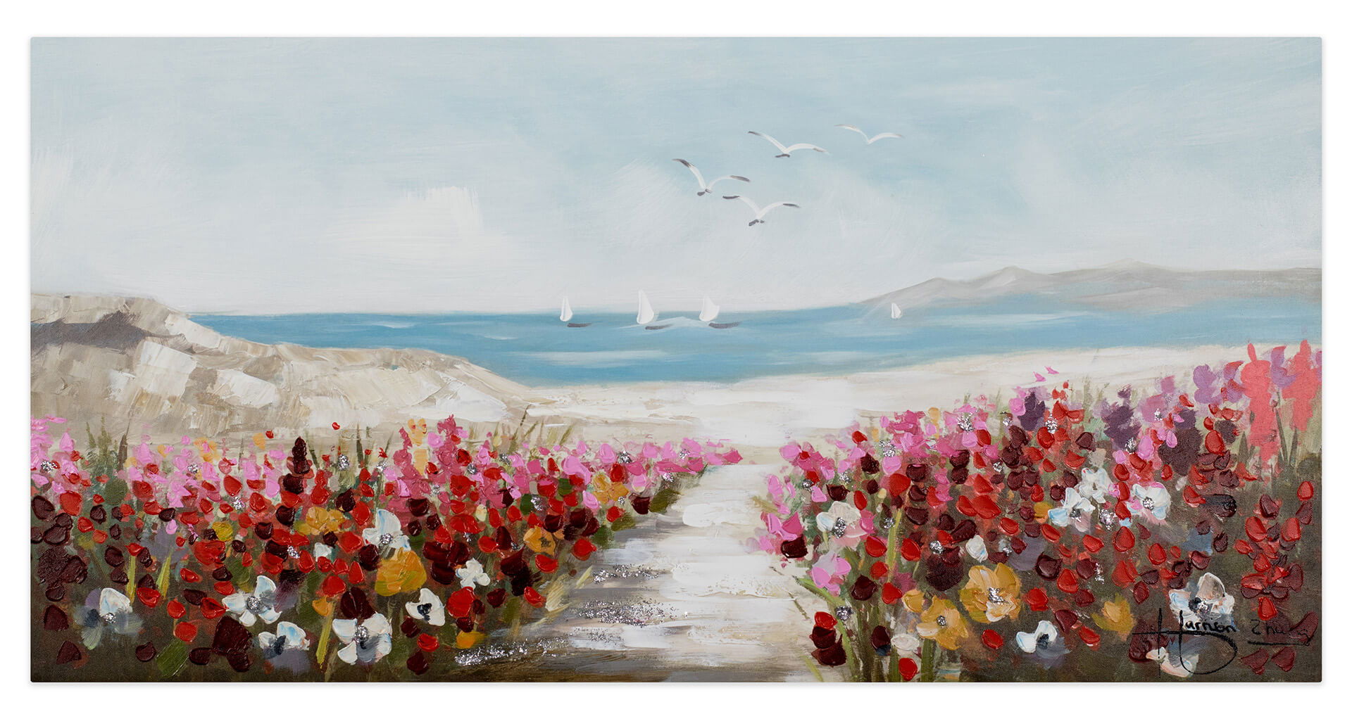 Modernes Gemälde Blüten Strand Natur Kaufen | KunstLoft